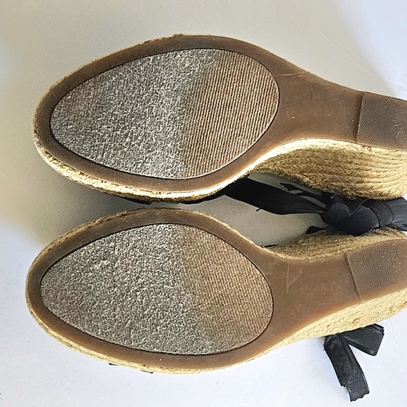 Womens Xhilaration Wrap Around Ankle Black Espadrilles Wedges Shoes Heels Size 8 - Picture 5 of 11